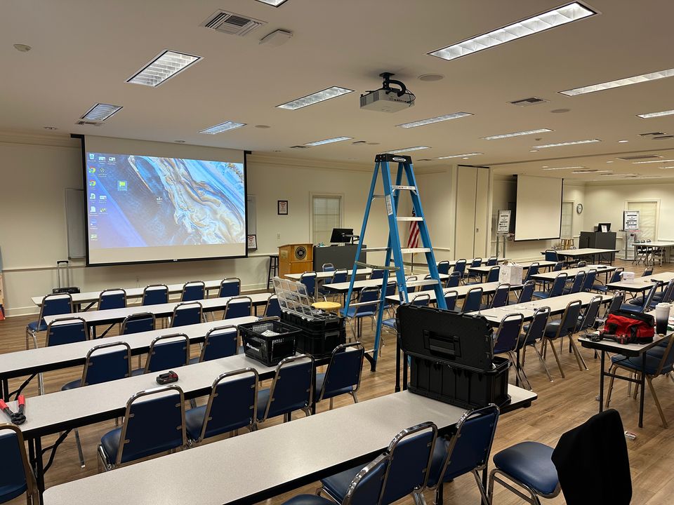 A laser projector install in progress