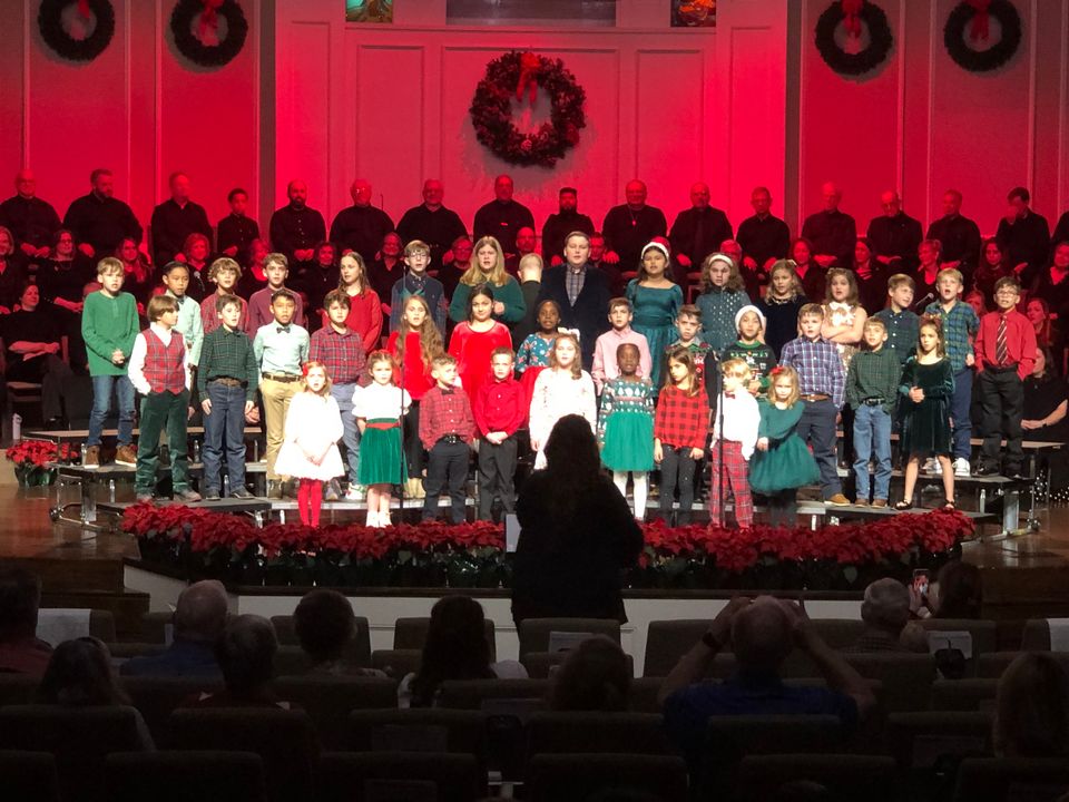 Children's choir on stage during the Christmas program